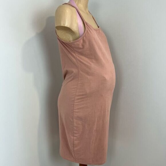 Rose Maternite Maternity Pregnancy Stretch Pink Blush Nighty Medium Dress Midi - Picture 2 of 11